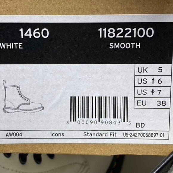 Dr. Martens 1460 SMOOTH LEATHER LACE UP BOOTS White Unisex Sz 6 Mens main image 9